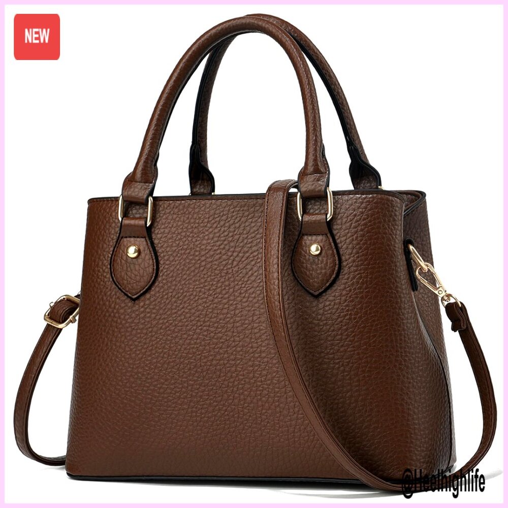 Leather Crossbody Tote Shoulder Bag With Adjustable Strap And Pockets